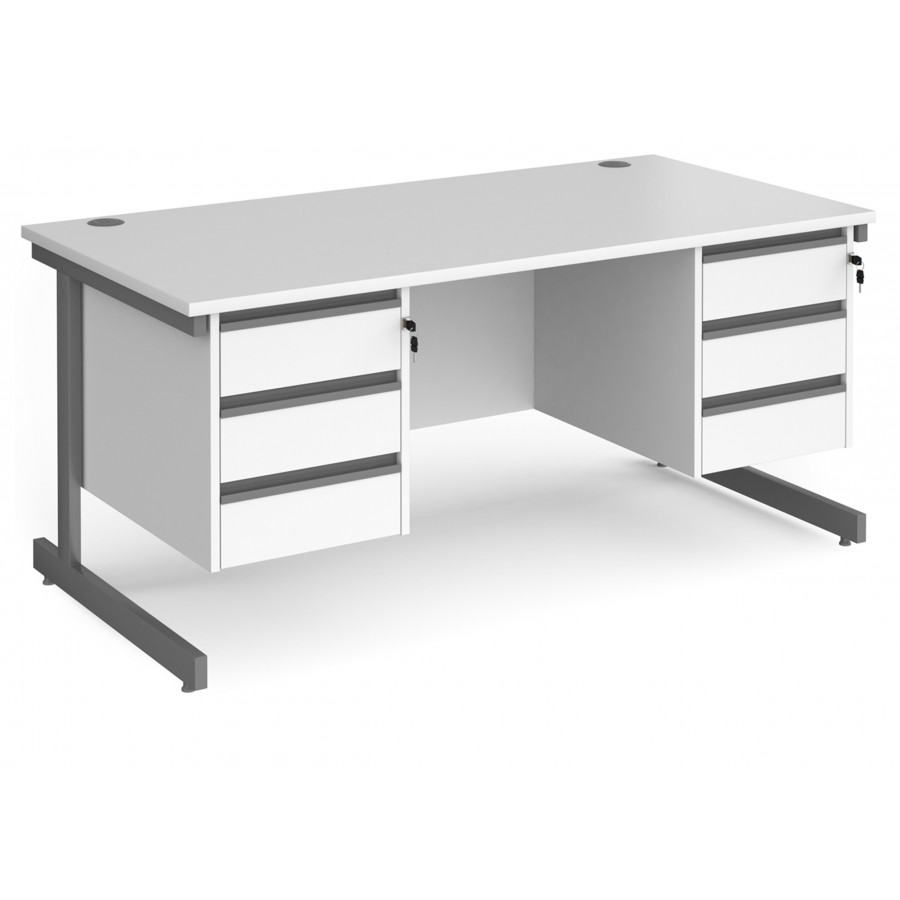 Harlow Straight desk with 2 x Three Drawer Pedestals